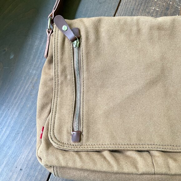 Brown Messenger Bag by Augur Strauss, Canvas Bag with Leather Accents - Picture 12 of 14